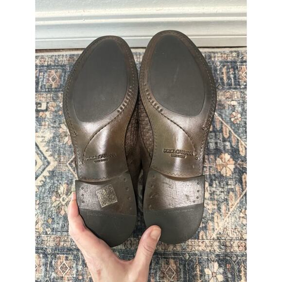Dolce & Gabbana Brown Leather Suede Derby Formal Shoes SZ 10 Or Euro 43 - Picture 7 of 9